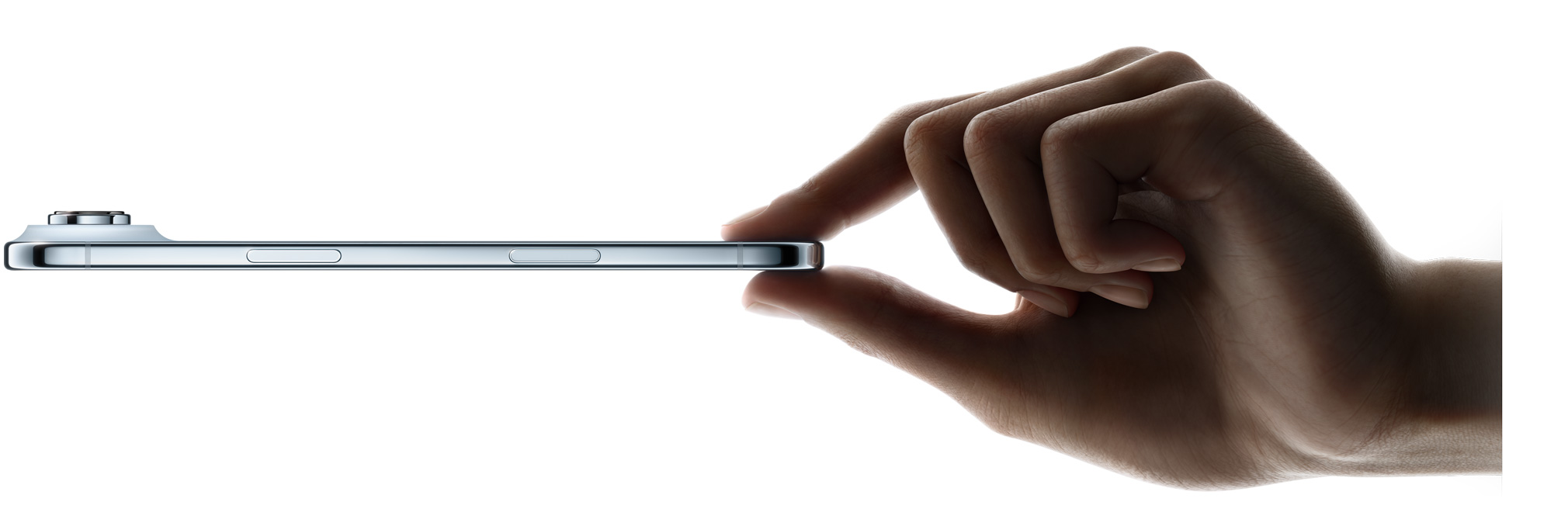 iPhoneAirの薄さを強調した側面画像